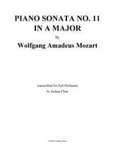 Piano Sonata No. 11 in A Major Orchestra sheet music cover